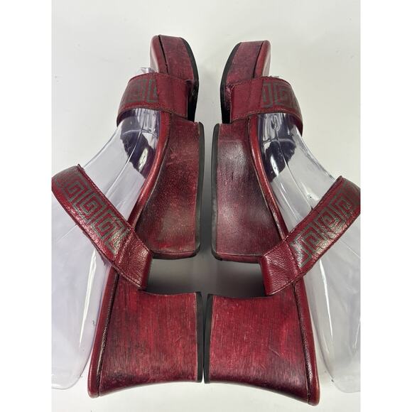 Cole Haan Resort Womens 7 B Red Leather Platform Heel Sandals Y2K Vintage - Picture 4 of 14